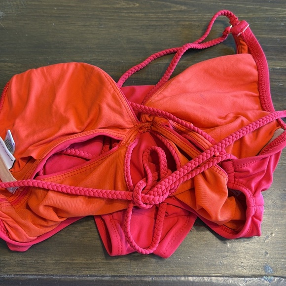 Robin Piccone Ava Braided Cut Out One Piece Swimsuit Fiery Red Size 8 - Picture 8 of 10